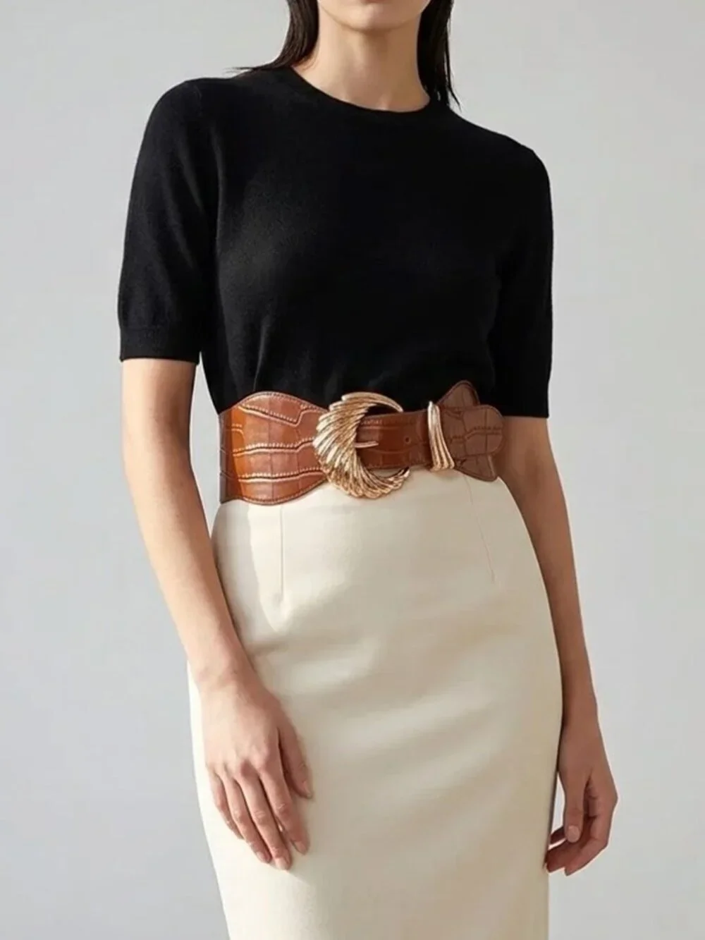 Ladies Fashion Leather Belt - Brown